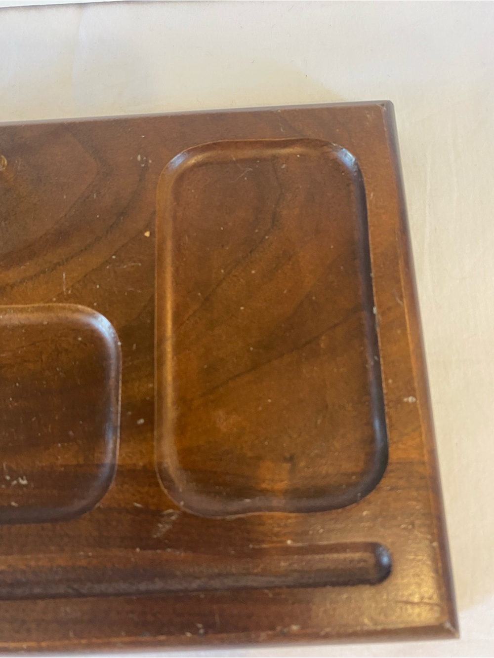 Mid Century Modern Solid Wood Carved Mens Dresser Valet Caddy Organizer storage - Picture 5 of 12